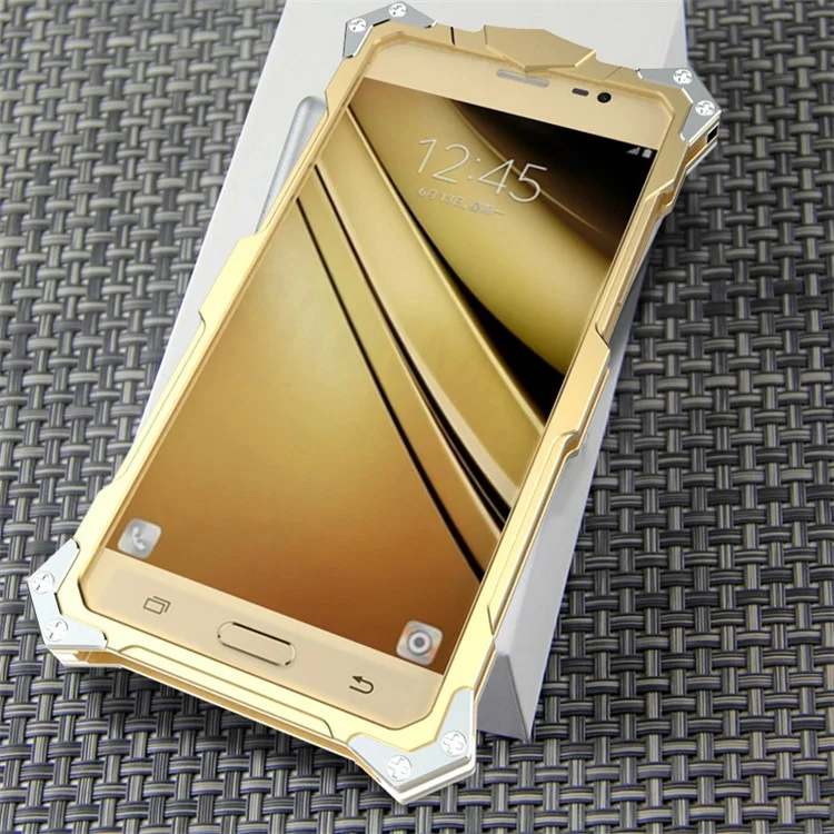 For Samsung Galaxy J5 (2016) SM-J510 Cool Punk Rock Aviation Aluminum Metal Armor Case Accessory - Gold