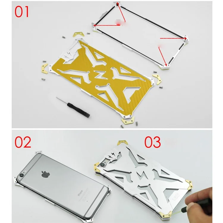 For Samsung Galaxy J5 (2016) SM-J510 Cool Punk Rock Aviation Aluminum Metal Armor Case Accessory - Gold