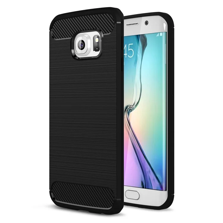 Carbon Fibre Brushed TPU Case for Samsung Galaxy S6 edge SM-G925 - Black
