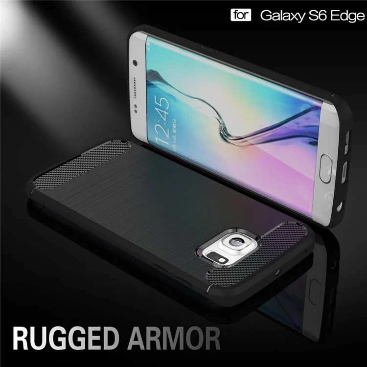 Carbon Fibre Brushed TPU Case for Samsung Galaxy S6 edge SM-G925 - Black