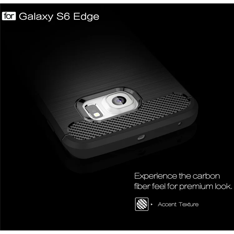 Carbon Fibre Brushed TPU Case for Samsung Galaxy S6 edge SM-G925 - Black