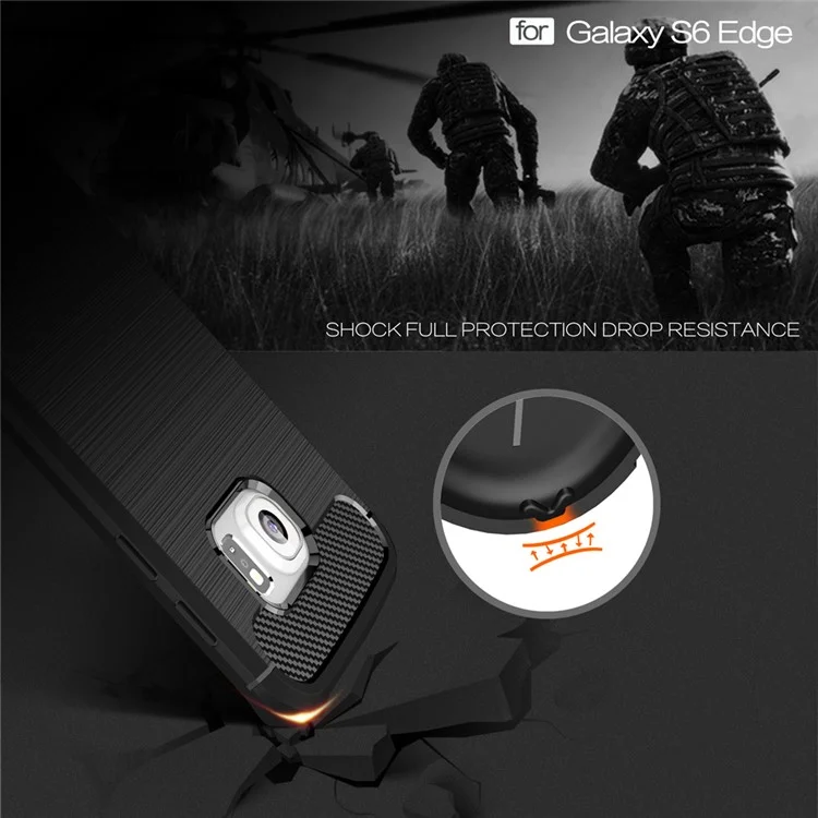 Carbon Fibre Brushed TPU Case for Samsung Galaxy S6 edge SM-G925 - Black
