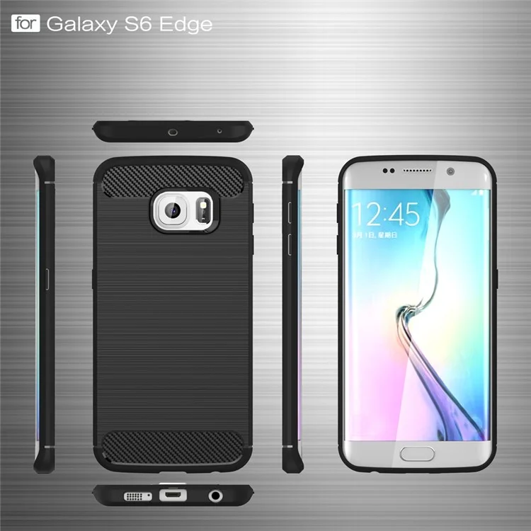 Carbon Fibre Brushed TPU Case for Samsung Galaxy S6 edge SM-G925 - Black