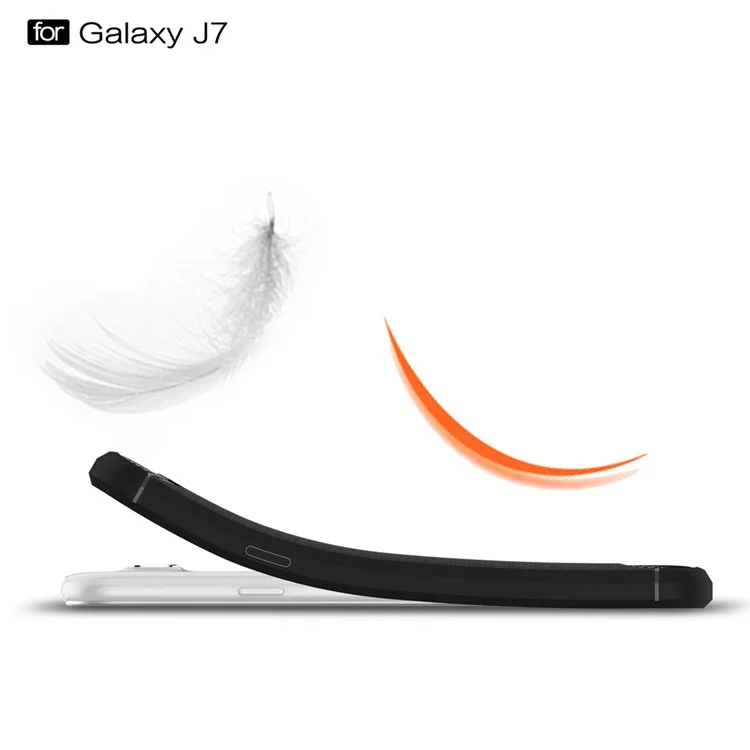 Carbon Fibre Brushed TPU Cover for Samsung Galaxy J7 SM-J700F - Black
