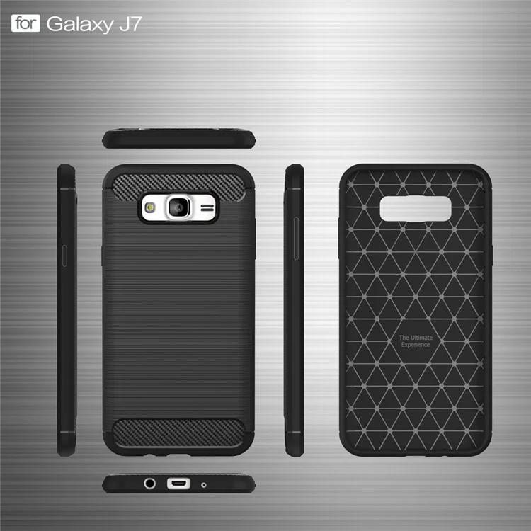 Carbon Fibre Brushed TPU Cover for Samsung Galaxy J7 SM-J700F - Black