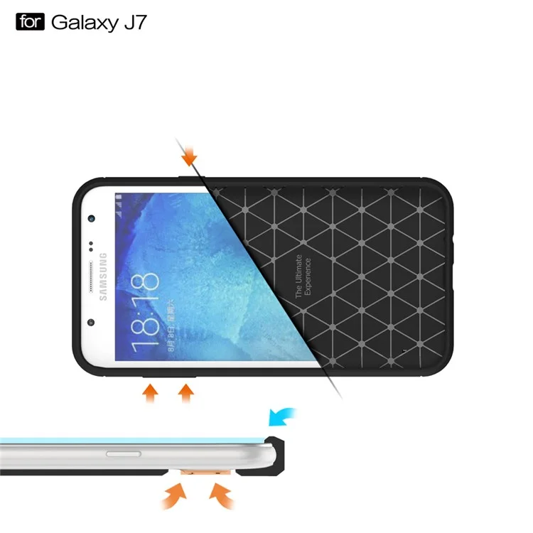 Carbon Fibre Brushed TPU Cover for Samsung Galaxy J7 SM-J700F - Black