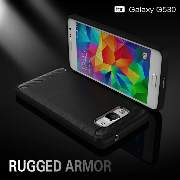 Carbon Fibre Brushed TPU Case for Samsung Galaxy Grand Prime SM-G530 - Black