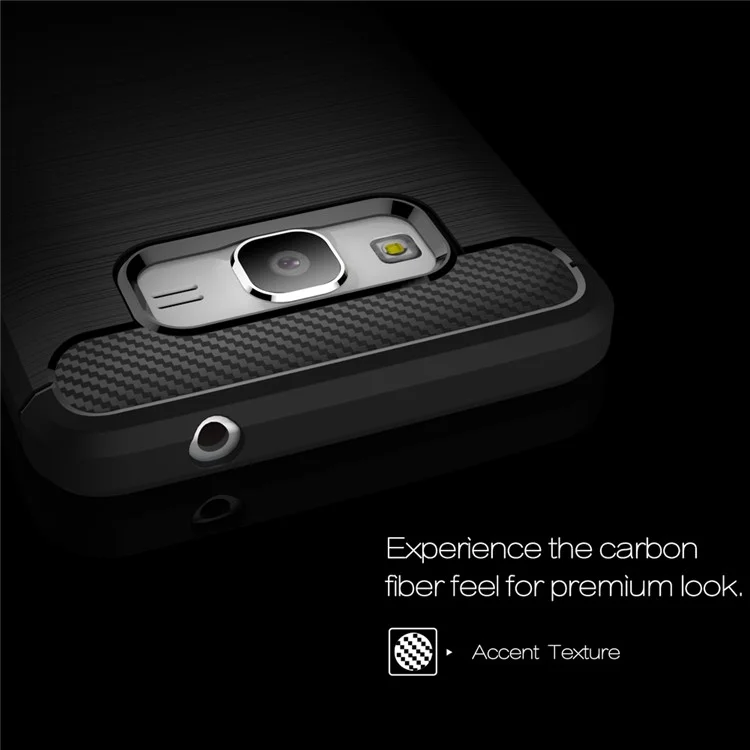 Carbon Fibre Brushed TPU Case for Samsung Galaxy Grand Prime SM-G530 - Black
