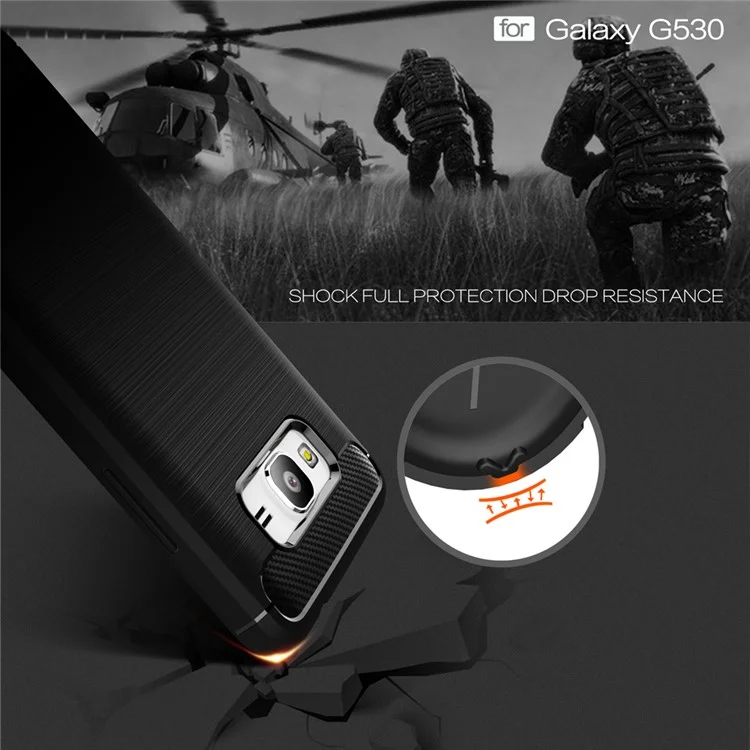 Carbon Fibre Brushed TPU Case for Samsung Galaxy Grand Prime SM-G530 - Black