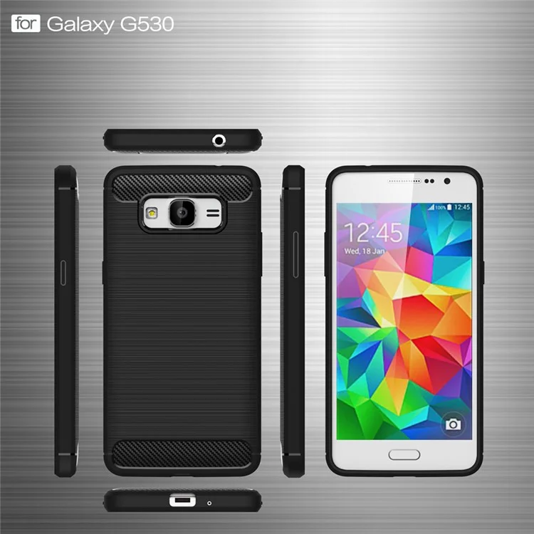 Carbon Fibre Brushed TPU Case for Samsung Galaxy Grand Prime SM-G530 - Black