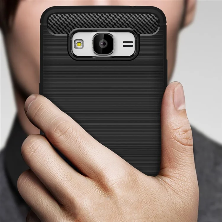 Carbon Fibre Brushed TPU Case for Samsung Galaxy Grand Prime SM-G530 - Black