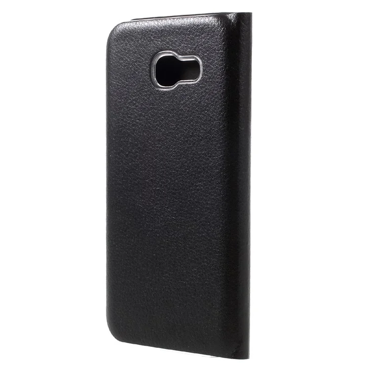 For Samsung Galaxy A7 (2017) Litchi Texture Card Holder Leather Flip Case - Black