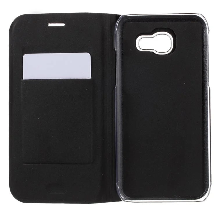 For Samsung Galaxy A7 (2017) Litchi Texture Card Holder Leather Flip Case - Black