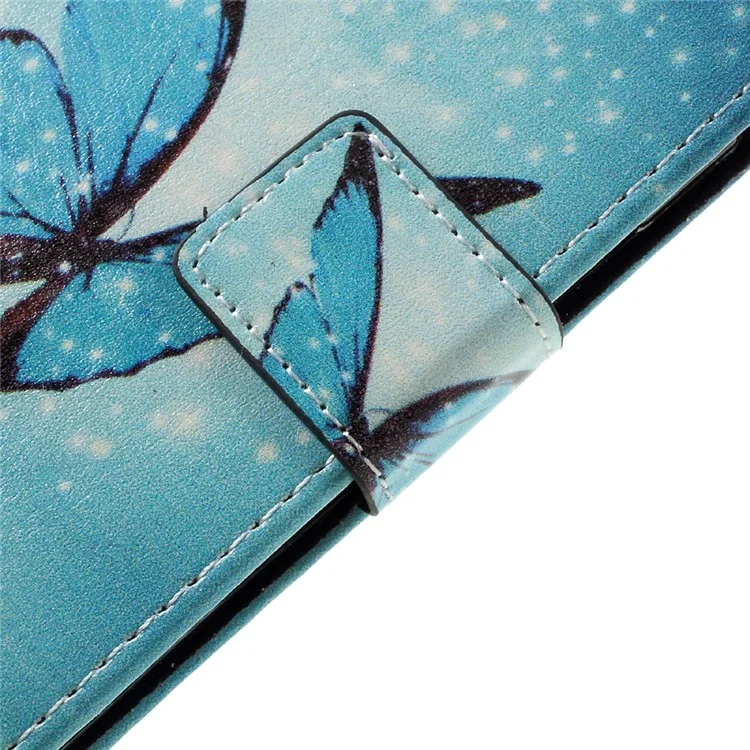 Pattern Printing Phone Case Leather Wallet for Samsung Galaxy A5 2017 - Blue Butterfly