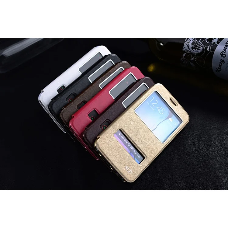 SULADA Dual Window View Leather Phone Case for Samsung Galaxy S6 G920 - Black