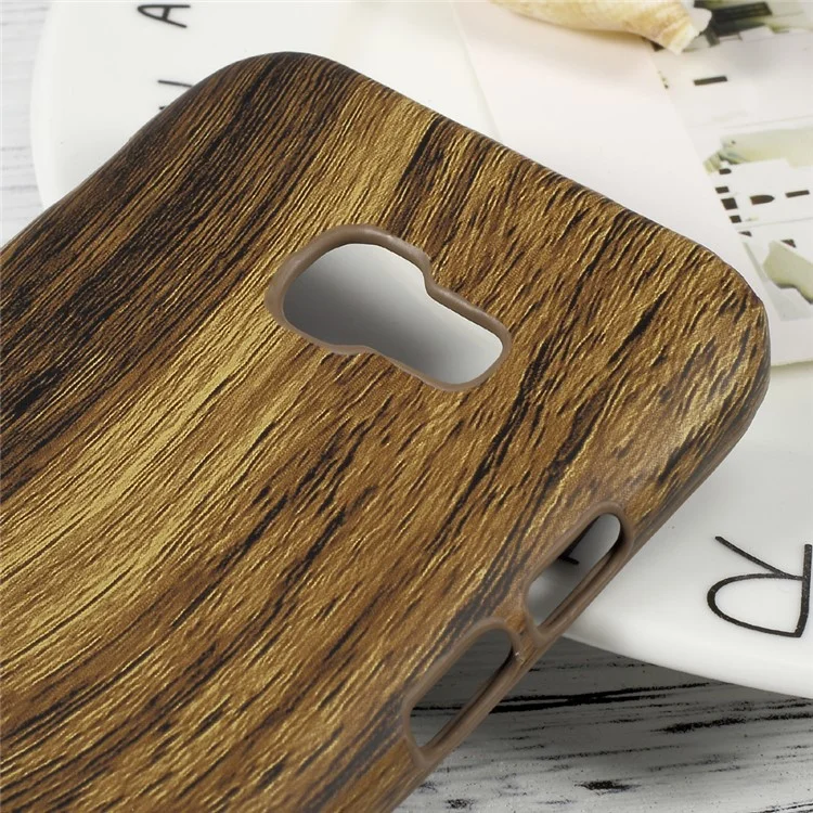 PU Leather Coated Hard Plastic Mobile Phone Case for Samsung Galaxy A3 (2017) - Wood Texture