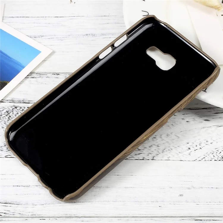 PU Leather Coated Hard Plastic Mobile Phone Case for Samsung Galaxy A3 (2017) - Wood Texture