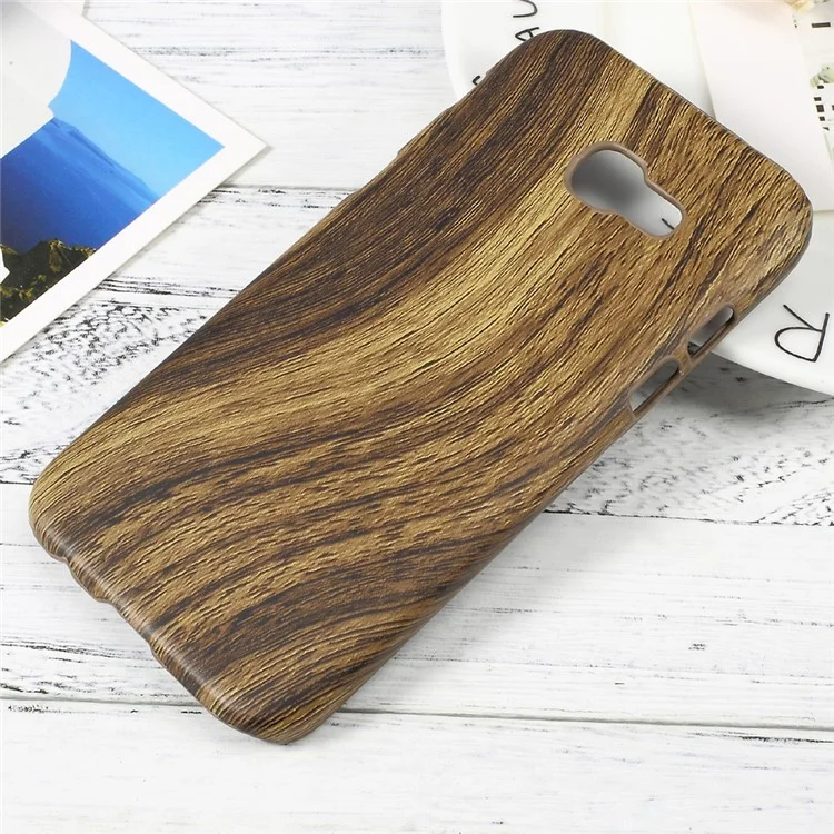 PU Leather Coated Hard Plastic Mobile Phone Case for Samsung Galaxy A5 (2017) - Wood Texture