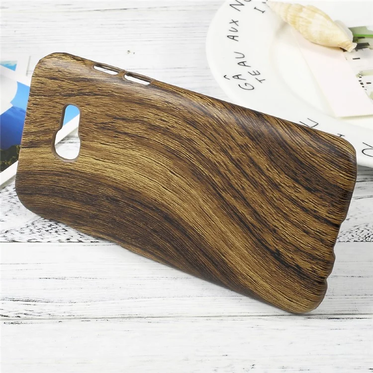 PU Leather Coated Hard Plastic Mobile Phone Case for Samsung Galaxy A5 (2017) - Wood Texture