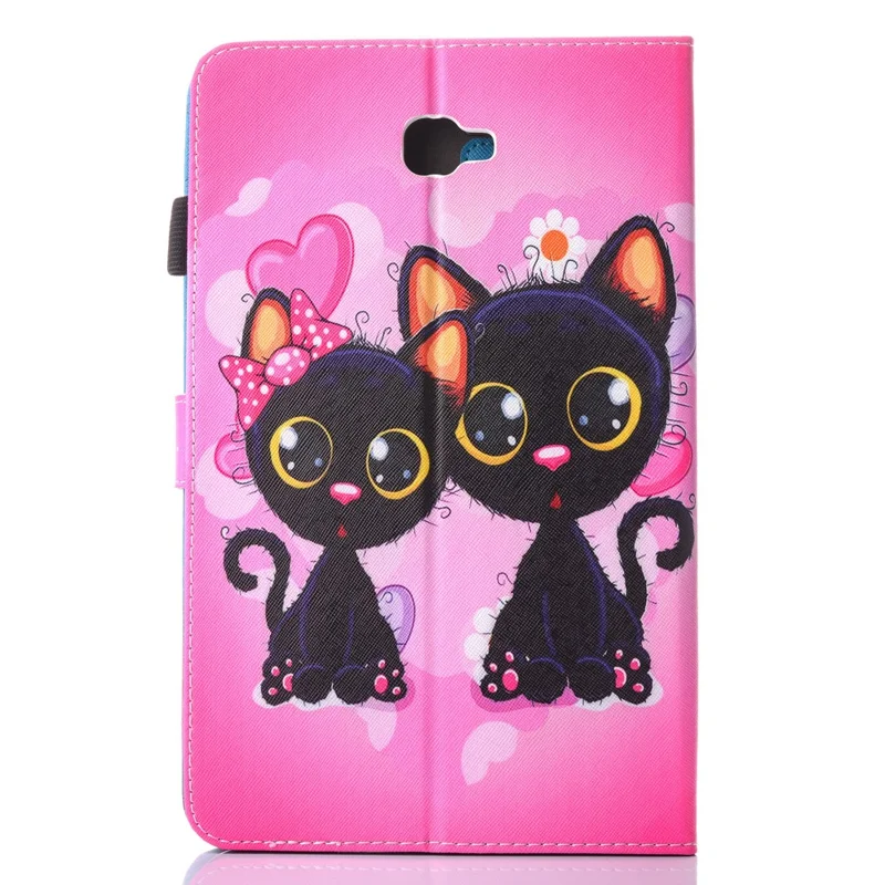 Per Samsung Galaxy Tab A 10.1 (2016) T580 T585 Custodia in pelle con slot per schede con motivo - Due gattini adorabili