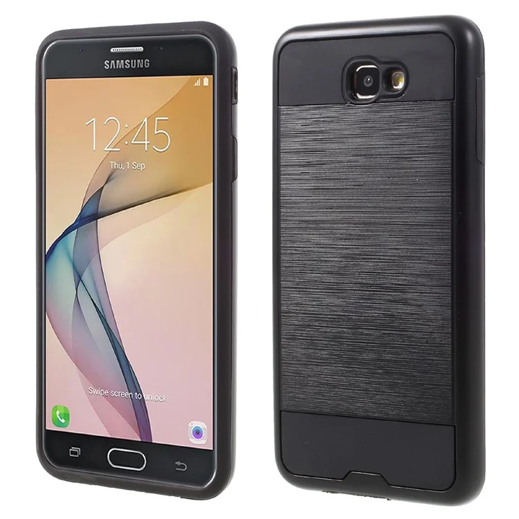 Brushed PC + TPU Hybrid Cell Phone Case for Samsung Galaxy J7 Prime/On7 2016 - Black