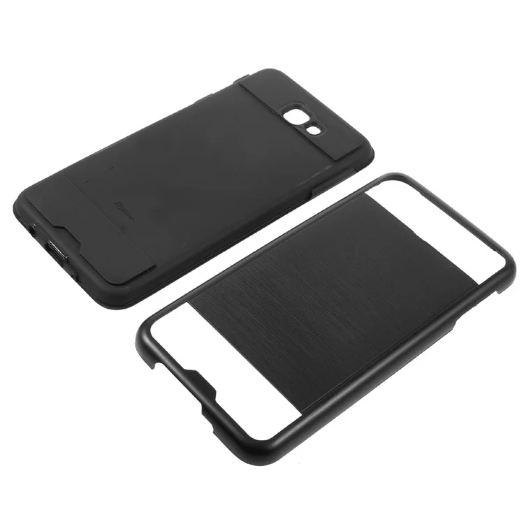 Brushed PC + TPU Hybrid Cell Phone Case for Samsung Galaxy J7 Prime/On7 2016 - Black
