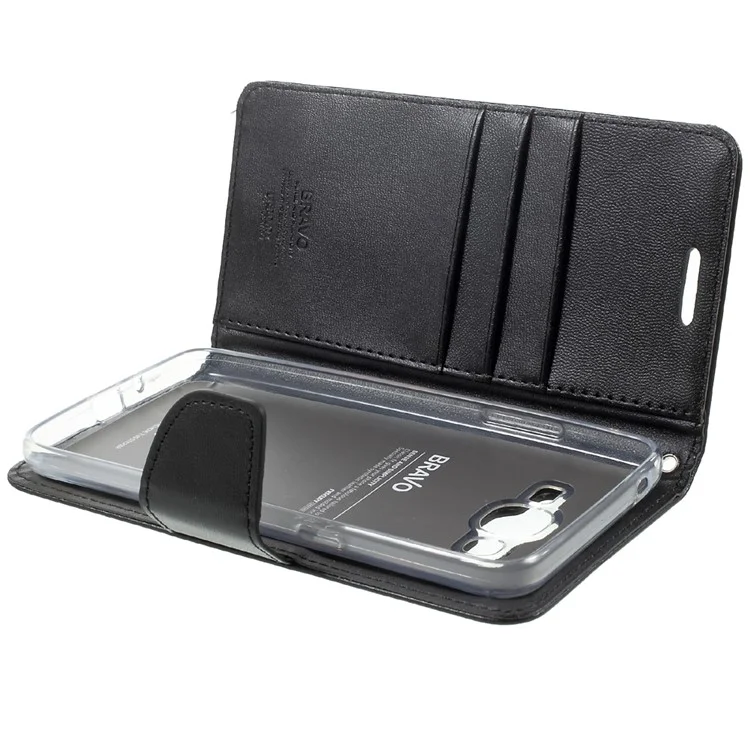 MERCURY GOOSPERY Bravo Diary Wallet Leather Case for Samsung Galaxy J2 Prime / Grand Prime Plus / Prime (2016) - Black