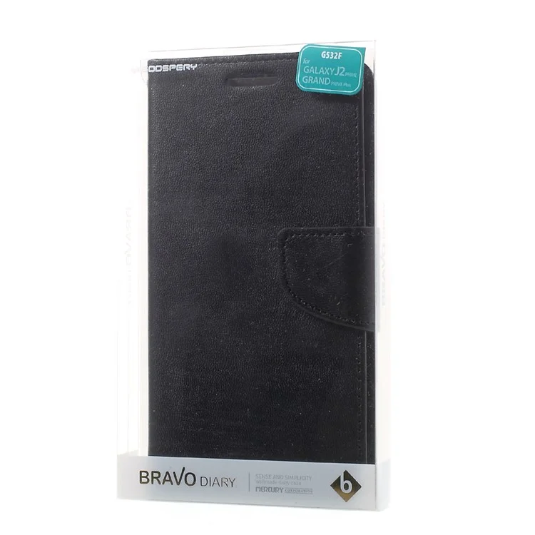 MERCURY GOOSPERY Bravo Diary Wallet Leather Case for Samsung Galaxy J2 Prime / Grand Prime Plus / Prime (2016) - Black