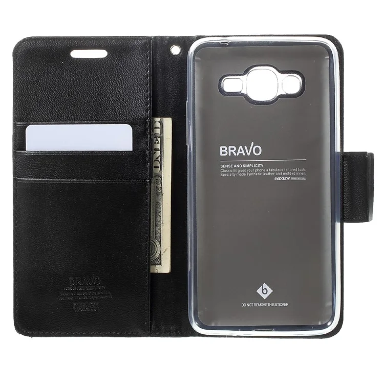 MERCURY GOOSPERY Bravo Diary Wallet Leather Case for Samsung Galaxy J2 Prime / Grand Prime Plus / Prime (2016) - Black