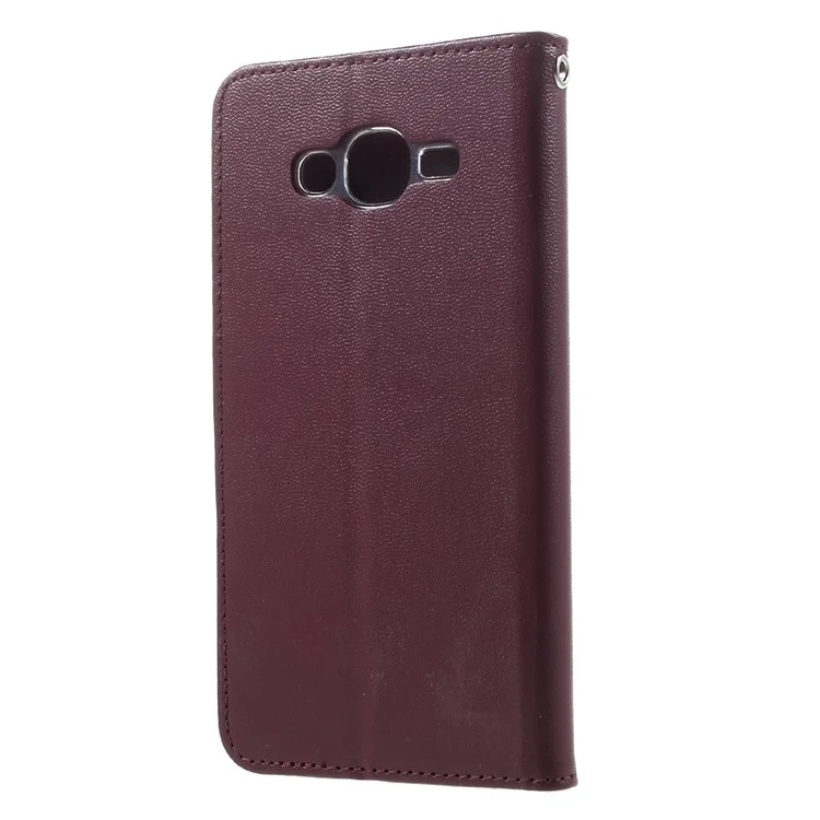 MERCURY GOOSPERY Bravo Diary Wallet Leather Mobile Case for Samsung Galaxy J2 Prime / Prime (2016) - Wine Red
