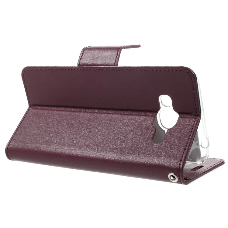 MERCURY GOOSPERY Bravo Diary Wallet Leather Mobile Case for Samsung Galaxy J2 Prime / Prime (2016) - Wine Red
