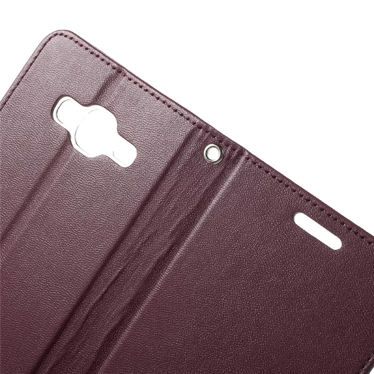 MERCURY GOOSPERY Bravo Diary Wallet Leather Mobile Case for Samsung Galaxy J2 Prime / Prime (2016) - Wine Red
