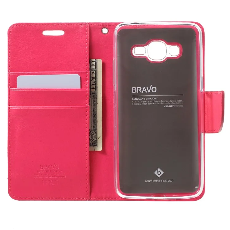MERCURY GOOSPERY Bravo Diary Wallet Leather Phone Cover for Samsung Galaxy J2 Prime / Prime (2016) - Rose