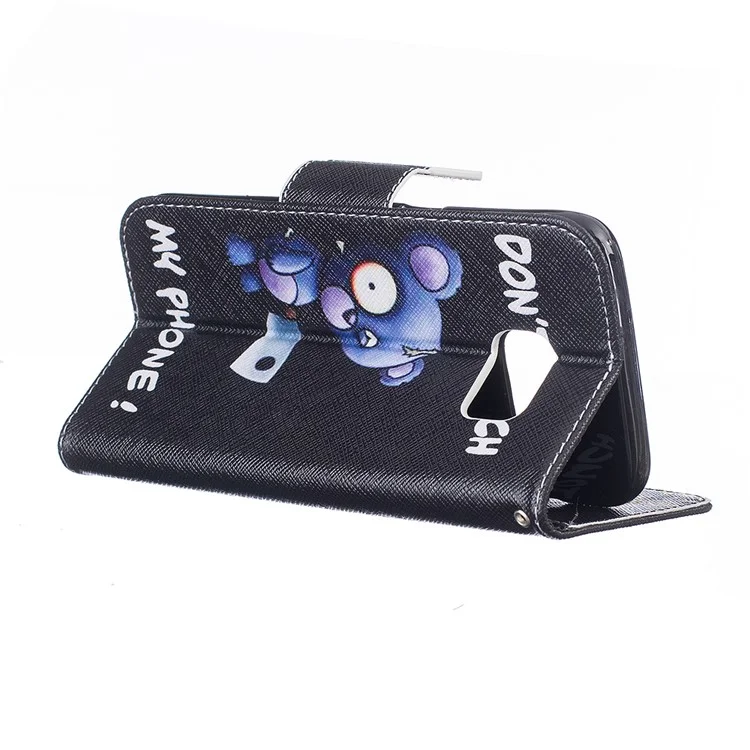 For Samsung S7 Edge G935 Patterned Magnetic Leather Wallet Case - Bear and Do Not Touch My Phone