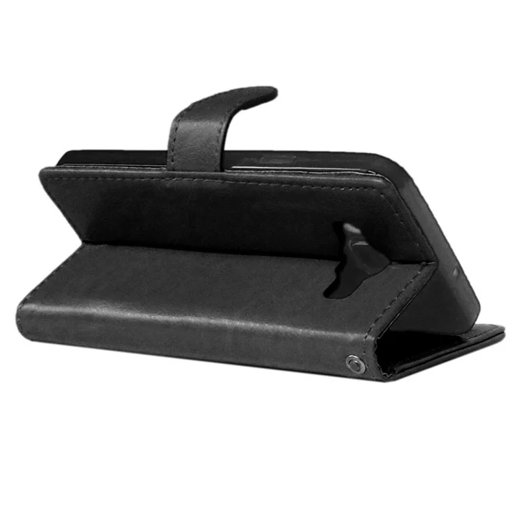 Crazy Horse Leather Wallet Case for Samsung Galaxy A3 SM-A300F - Black