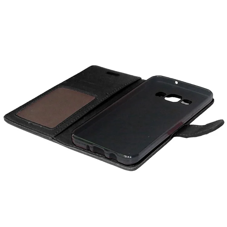 Crazy Horse Leather Wallet Case for Samsung Galaxy A3 SM-A300F - Black