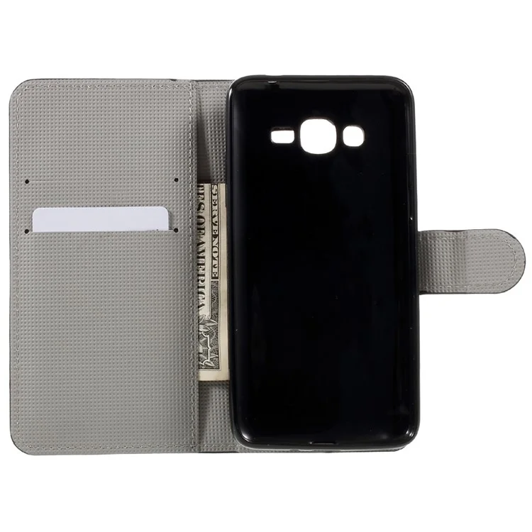 Patterned Leather Wallet Stand Cover for Samsung Galaxy J2 Prime / Grand Prime Plus - Blue Butterfly