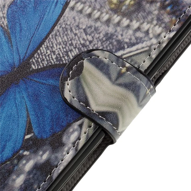 Patterned Leather Wallet Stand Cover for Samsung Galaxy J2 Prime / Grand Prime Plus - Blue Butterfly