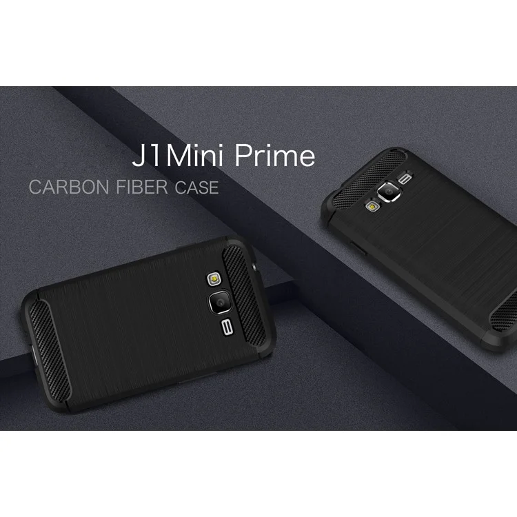 Carbon Fibre Brushed TPU Shell for Samsung Galaxy J1 mini prime - Black