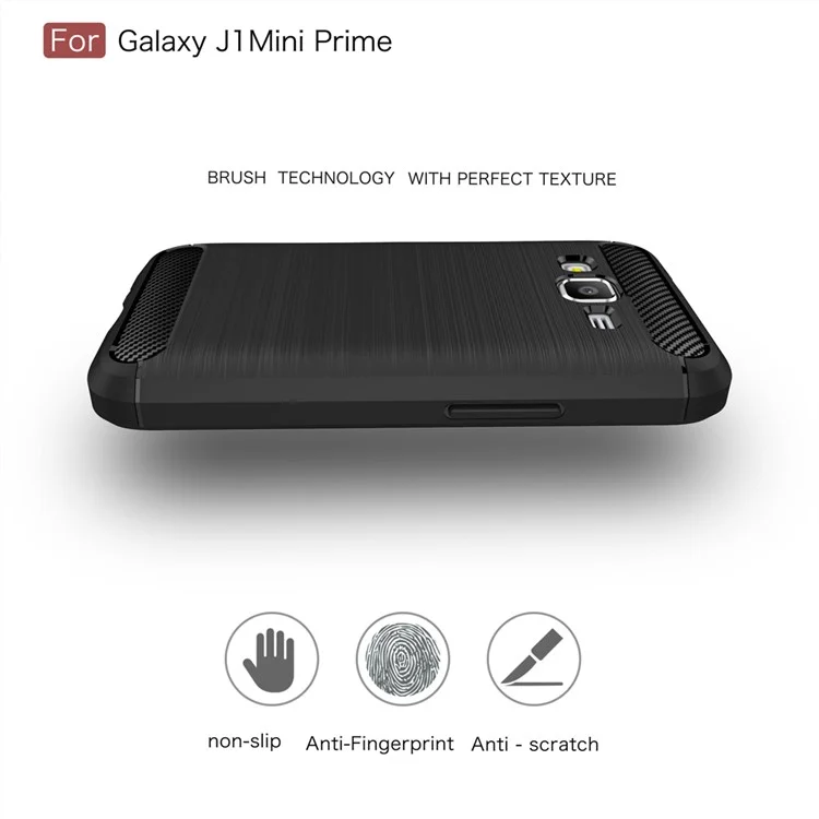 Carbon Fibre Brushed TPU Shell for Samsung Galaxy J1 mini prime - Black