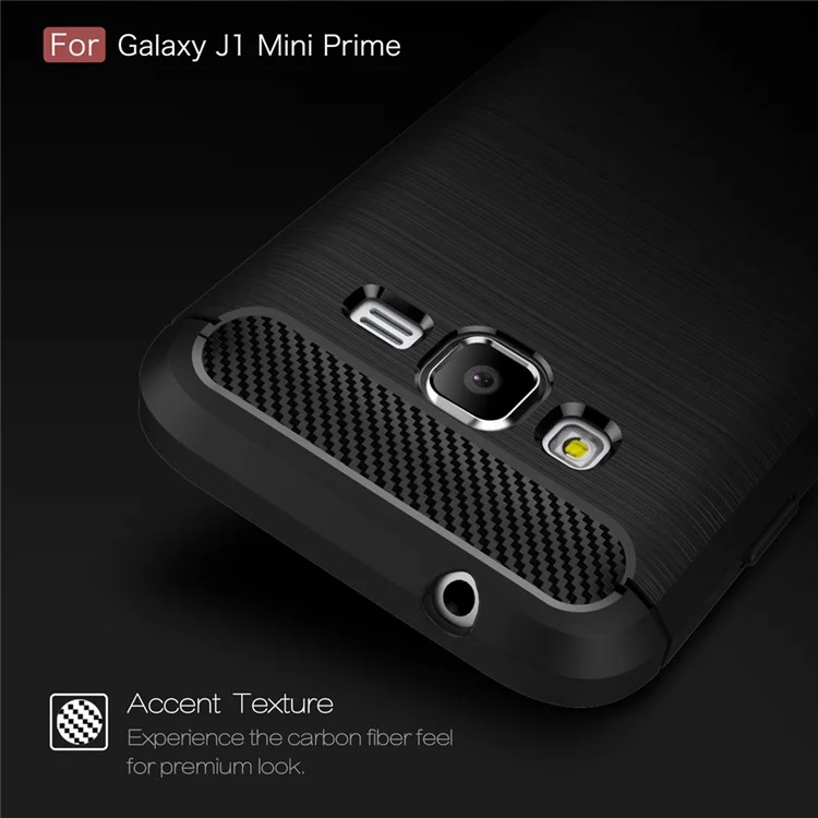 Carbon Fibre Brushed TPU Shell for Samsung Galaxy J1 mini prime - Black