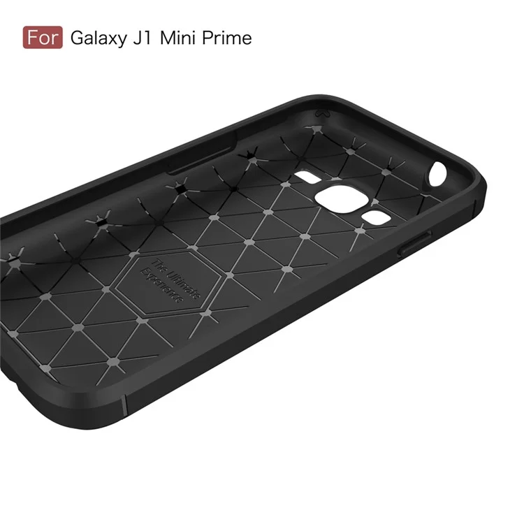 Carbon Fibre Brushed TPU Shell for Samsung Galaxy J1 mini prime - Black