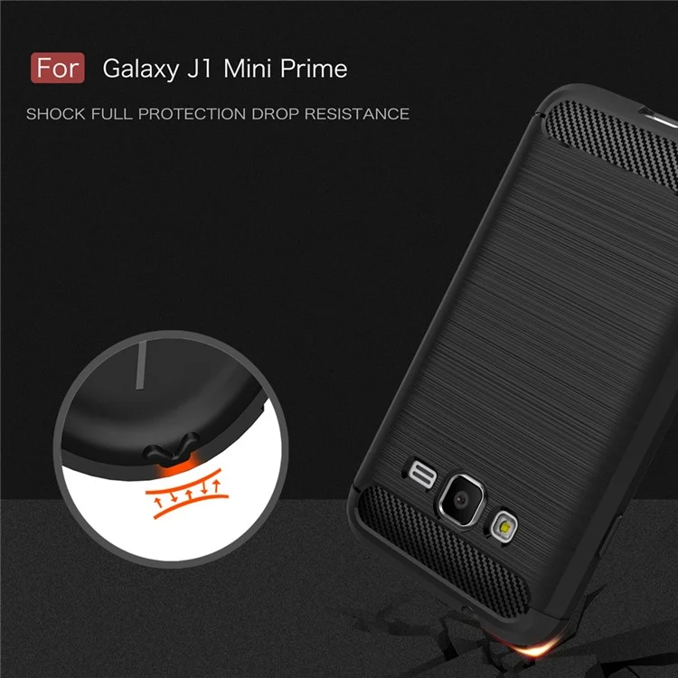 Carbon Fibre Brushed TPU Shell for Samsung Galaxy J1 mini prime - Black