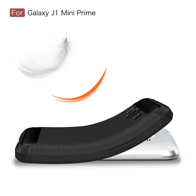 Carbon Fibre Brushed TPU Shell for Samsung Galaxy J1 mini prime - Black