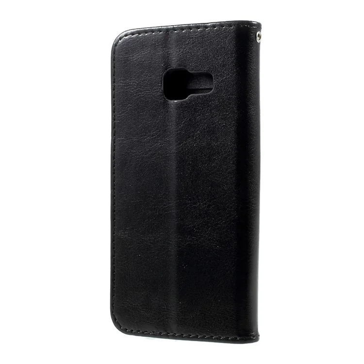 For Samsung Galaxy A5 (2017) Crazy Horse PU Leather Wallet Case Stand - Black