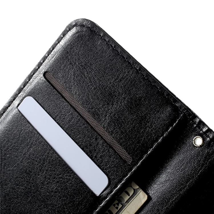 For Samsung Galaxy A5 (2017) Crazy Horse PU Leather Wallet Case Stand - Black