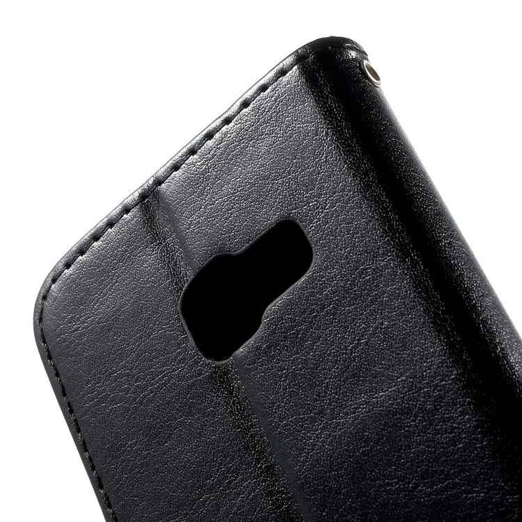 For Samsung Galaxy A5 (2017) Crazy Horse PU Leather Wallet Case Stand - Black