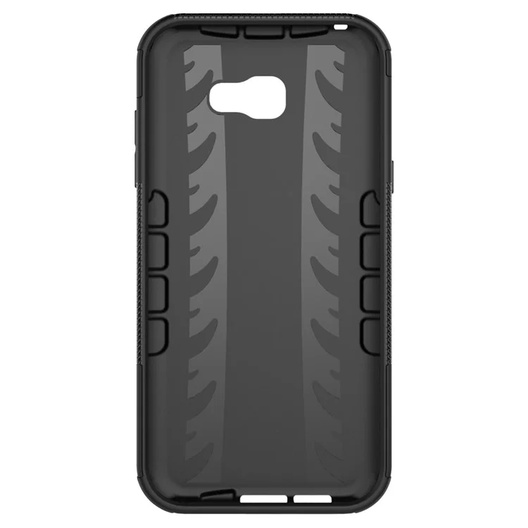 For Samsung Galaxy A7 (2017) A720 Kickstand PC TPU Hybrid Case Tyre Pattern - Black