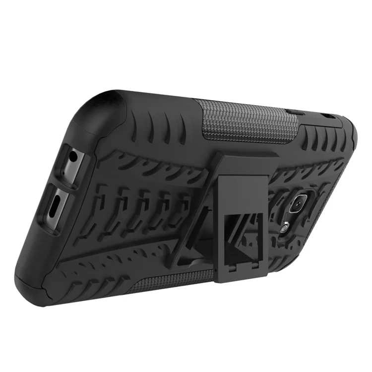 For Samsung Galaxy A7 (2017) A720 Kickstand PC TPU Hybrid Case Tyre Pattern - Black