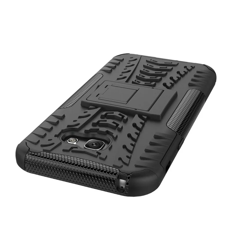 For Samsung Galaxy A7 (2017) A720 Kickstand PC TPU Hybrid Case Tyre Pattern - Black